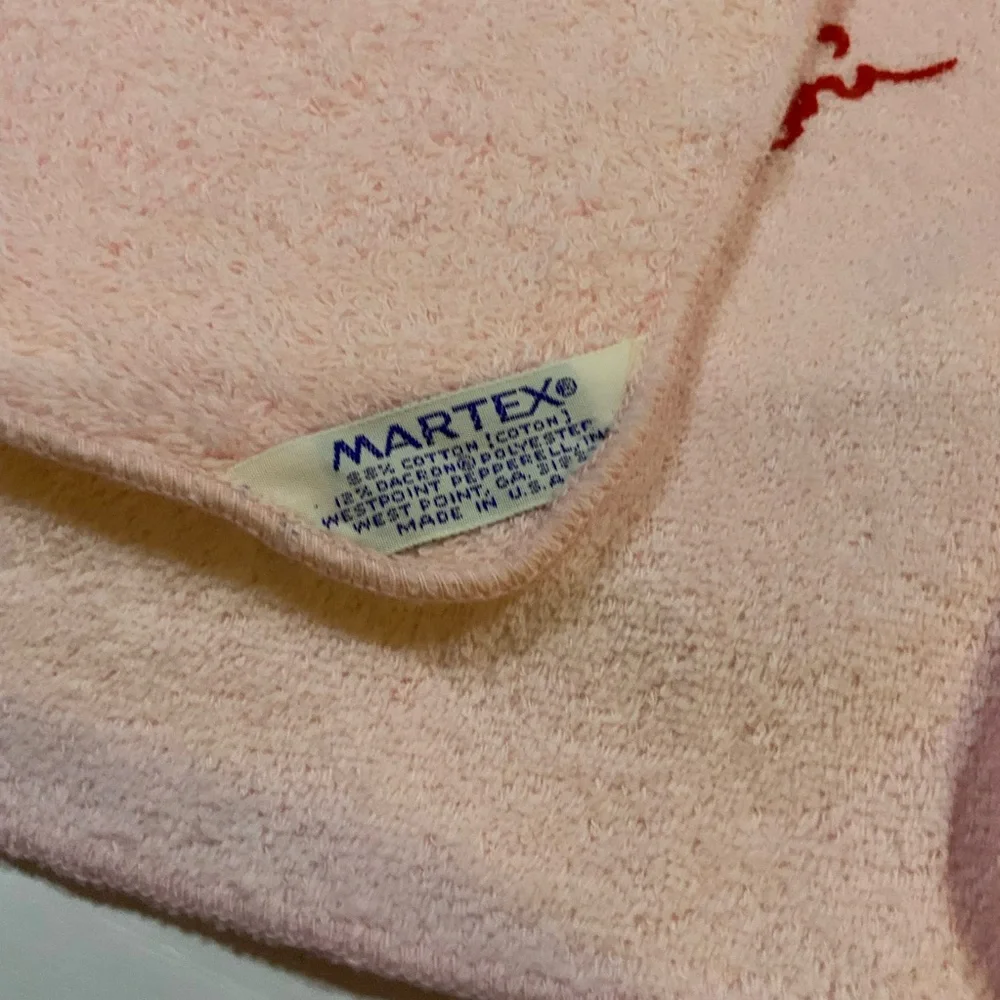 Vintage Martex Bath Towel and Washcloth Pink Butterfly Set USA NOS